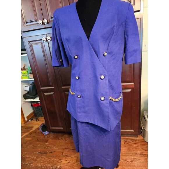 Kathy Lee for Plaza South Vintage Blue Womens Suit Size 12 - Picture 1 of 16